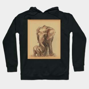 Love You Forever - Prisma Pencil Elephant Family Drawing Hoodie